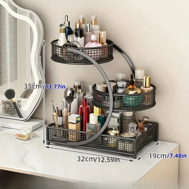 Metal Makeup Storage Rack Cosmetic Organizer Dresser Multi Layer Skincare