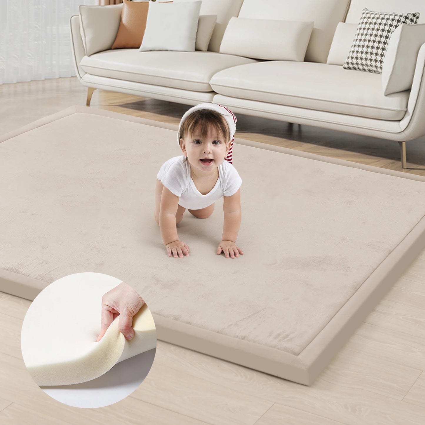 Huloo Sleep Memory Foam Playpen Mat Non Slip Bottom