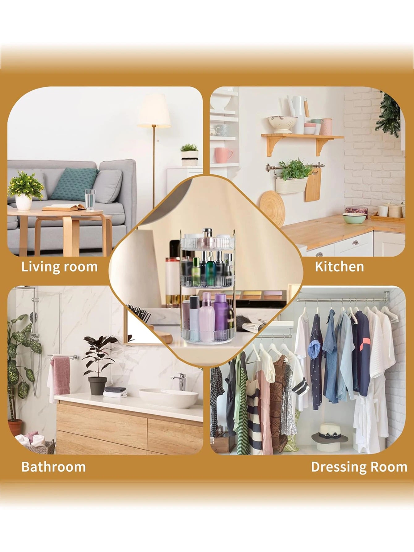 360 Degree Rotating Makeup Organizer Large Capacity For Bathroom Vanity