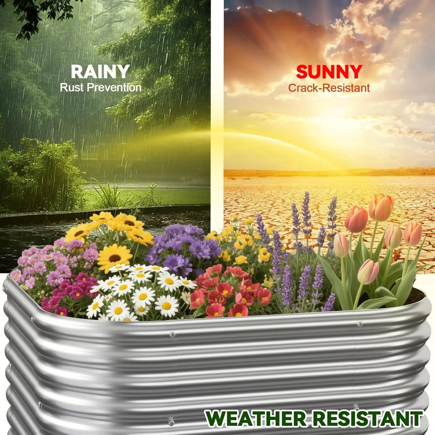 2 Pack Galvanized Steel Raised Garden Beds Vegetables And Flowers