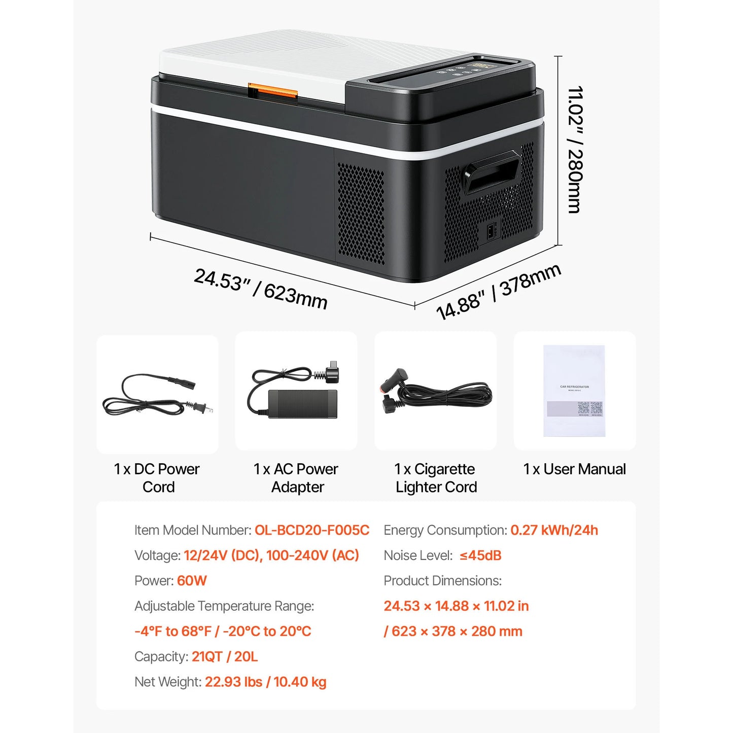 Car Refrigerator DC 12-24V AC 100-240V Compressor Cooler With App