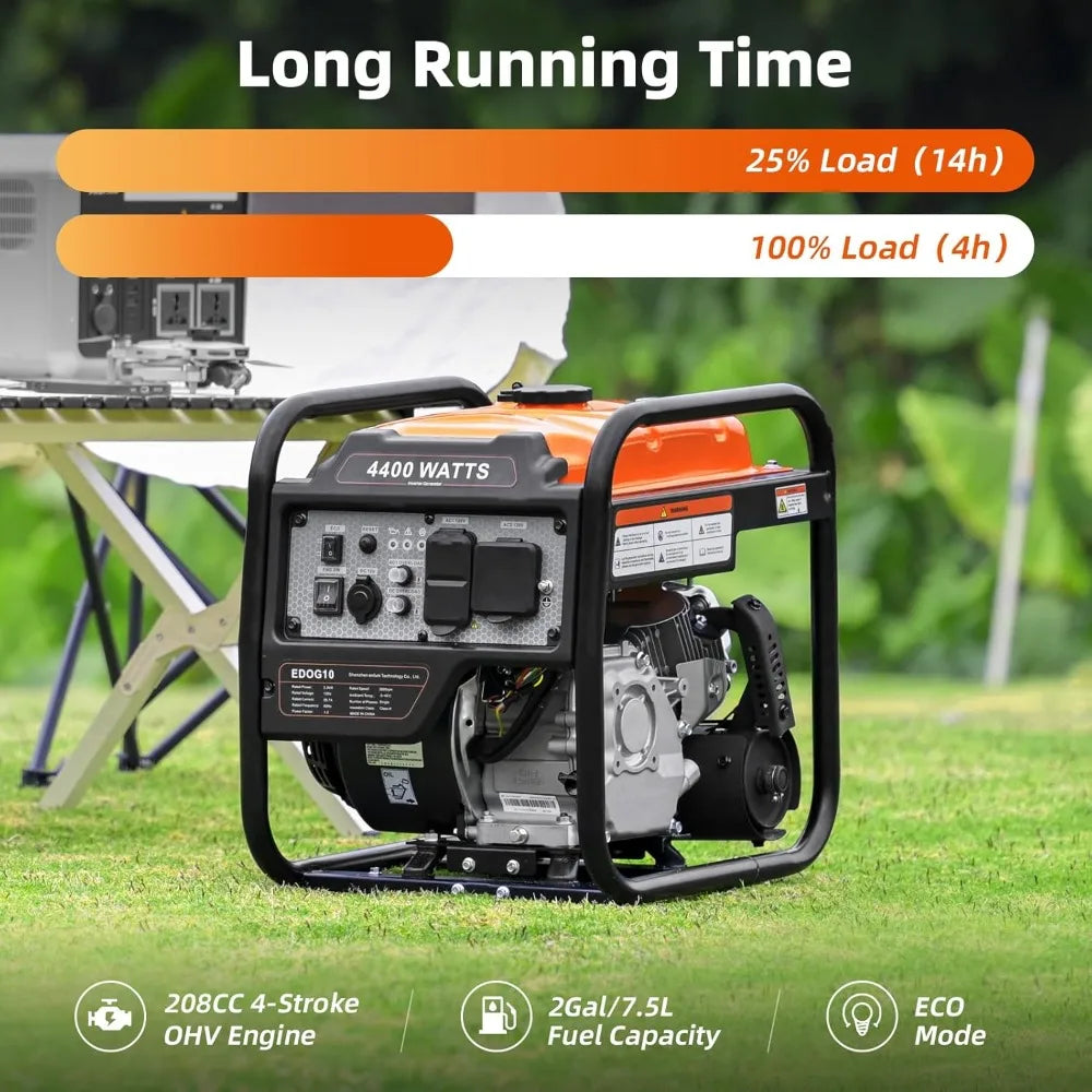 4400W Portable Inverter Generator Gas Powered Low Noise RV Ready