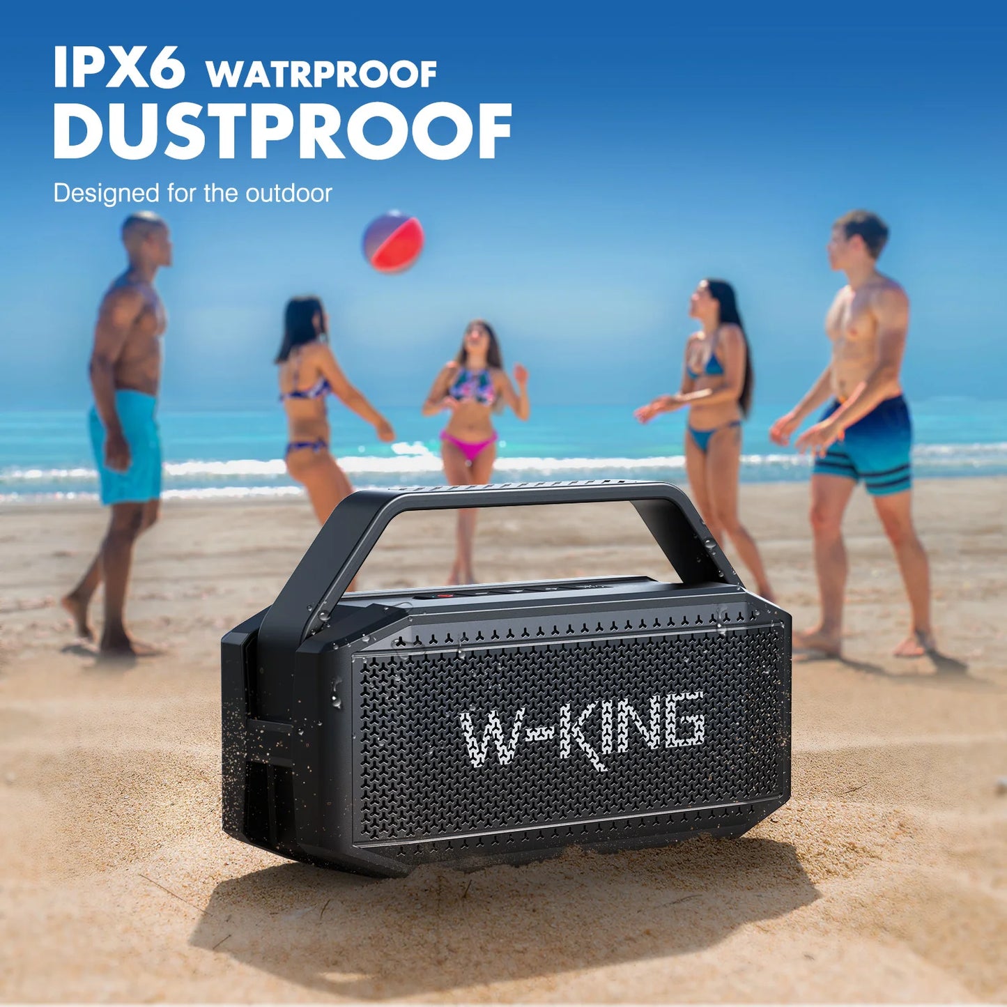 W-King 100W Peak Bluetooth Speaker Deep Bass IPX6 Waterproof