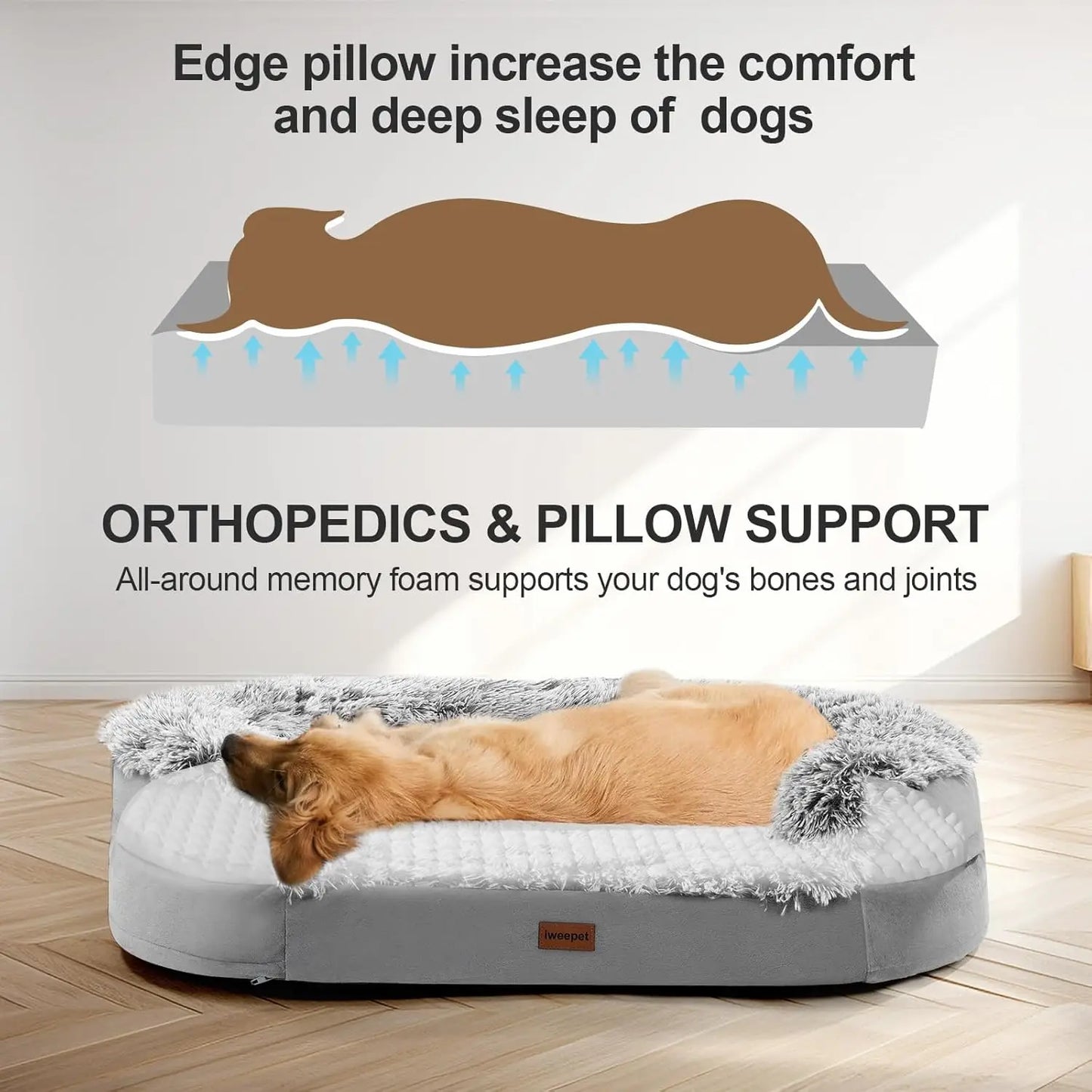 XMSJ Orthopedic Dog Bed With Egg Crate Foam And Support