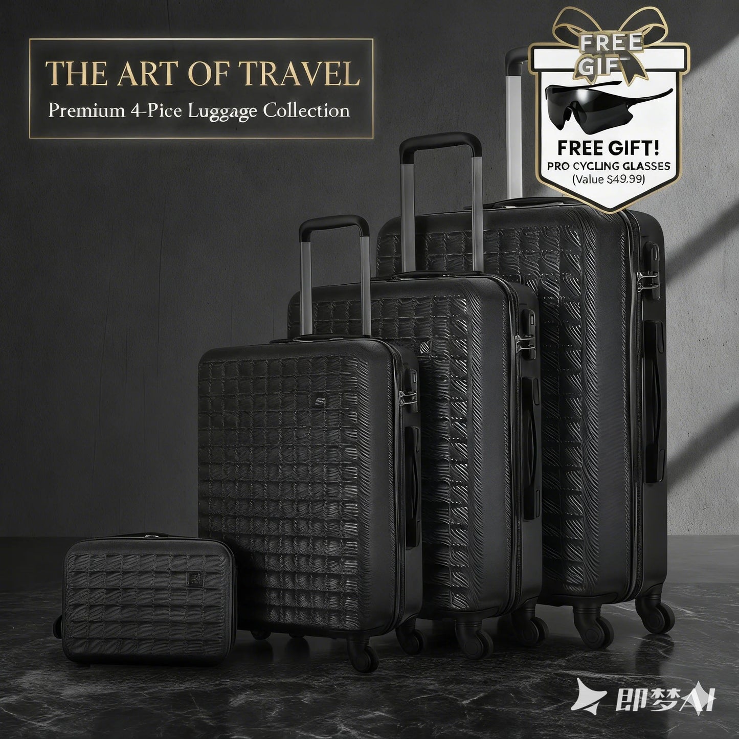NONECN 4 Piece ABS Hardside Spinner Luggage Set