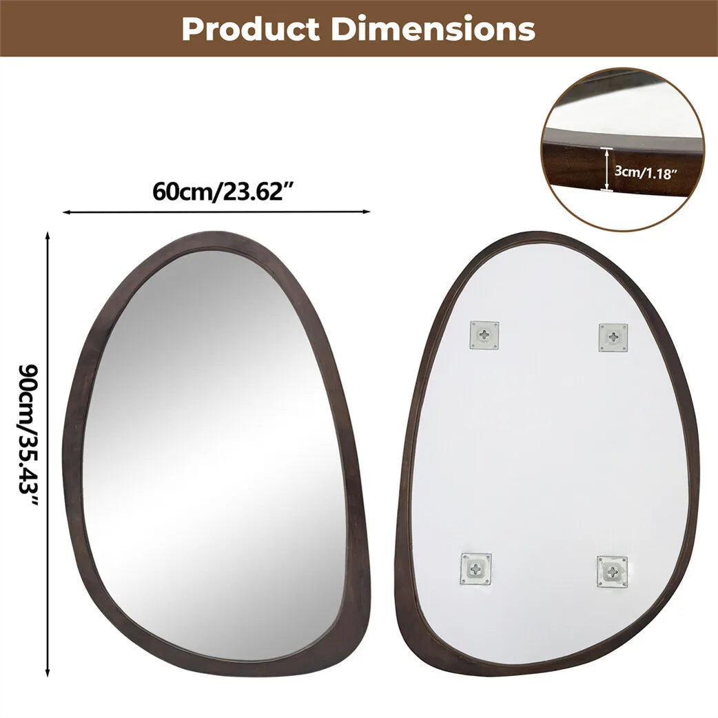 BORWART Wall Mirror With Irregular Industrial Wood Frame