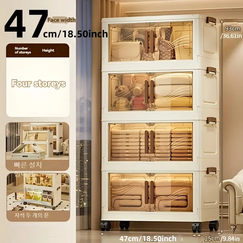 NONECN Foldable Storage Box With Clear Door For Home Organization