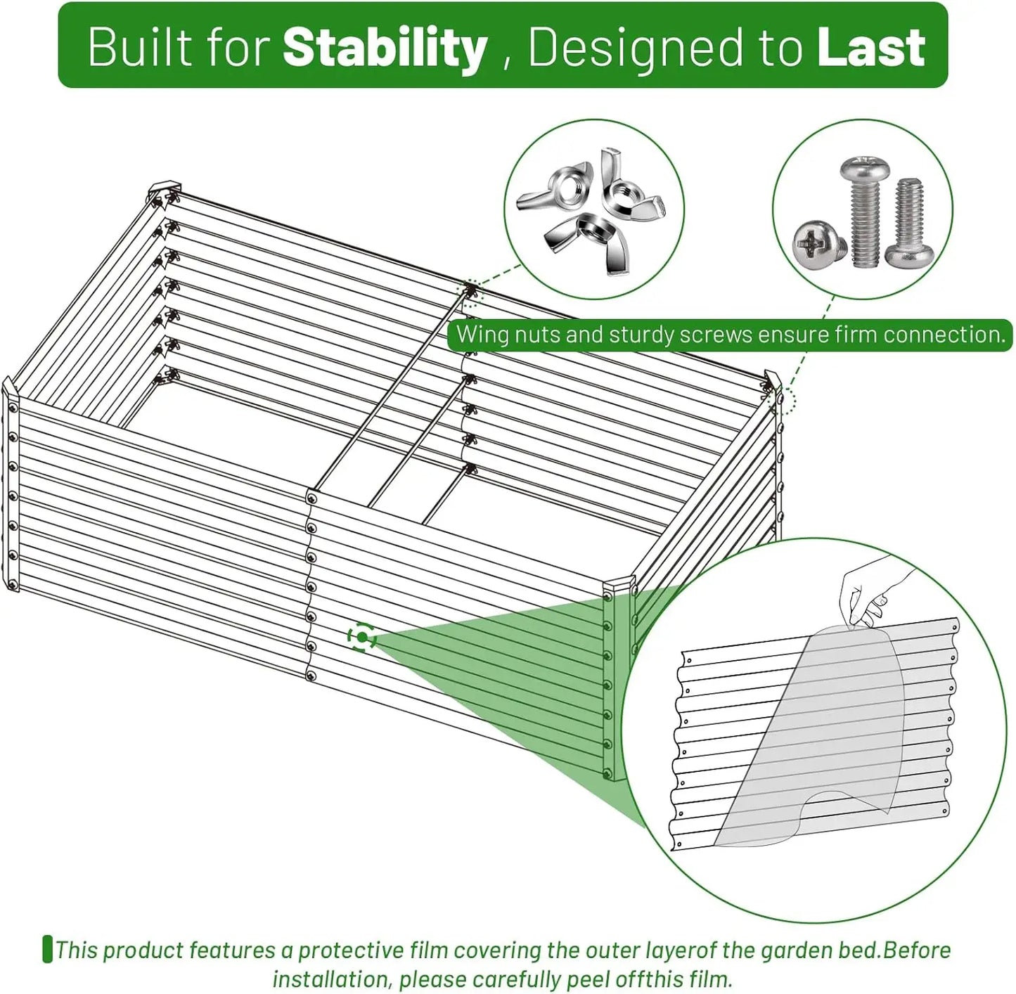 Galvanized Raised Garden Bed for Outdoor Planting Vegetables and Flowers