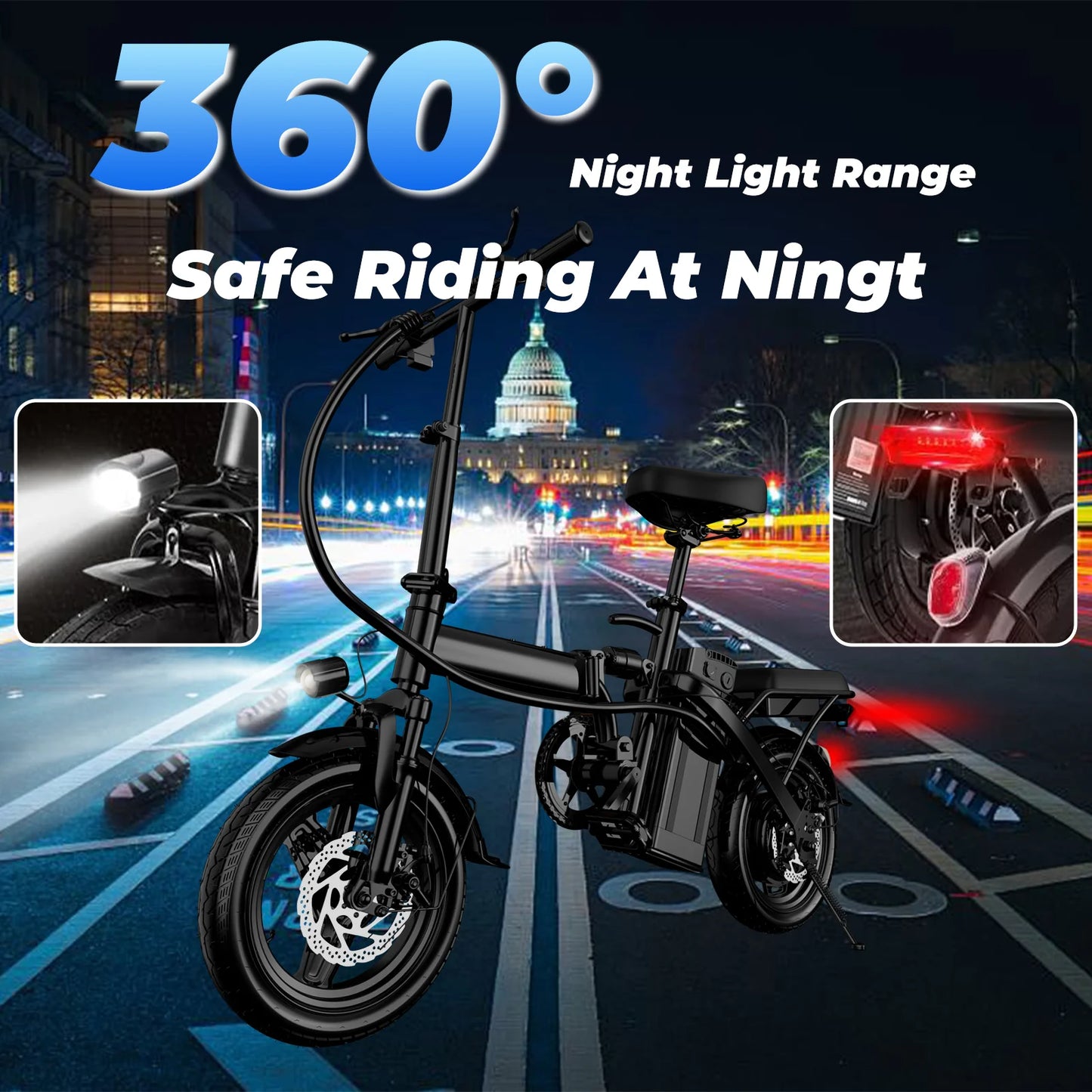 LELEKUAI 500W Folding Electric Bike With Removable 48V Battery