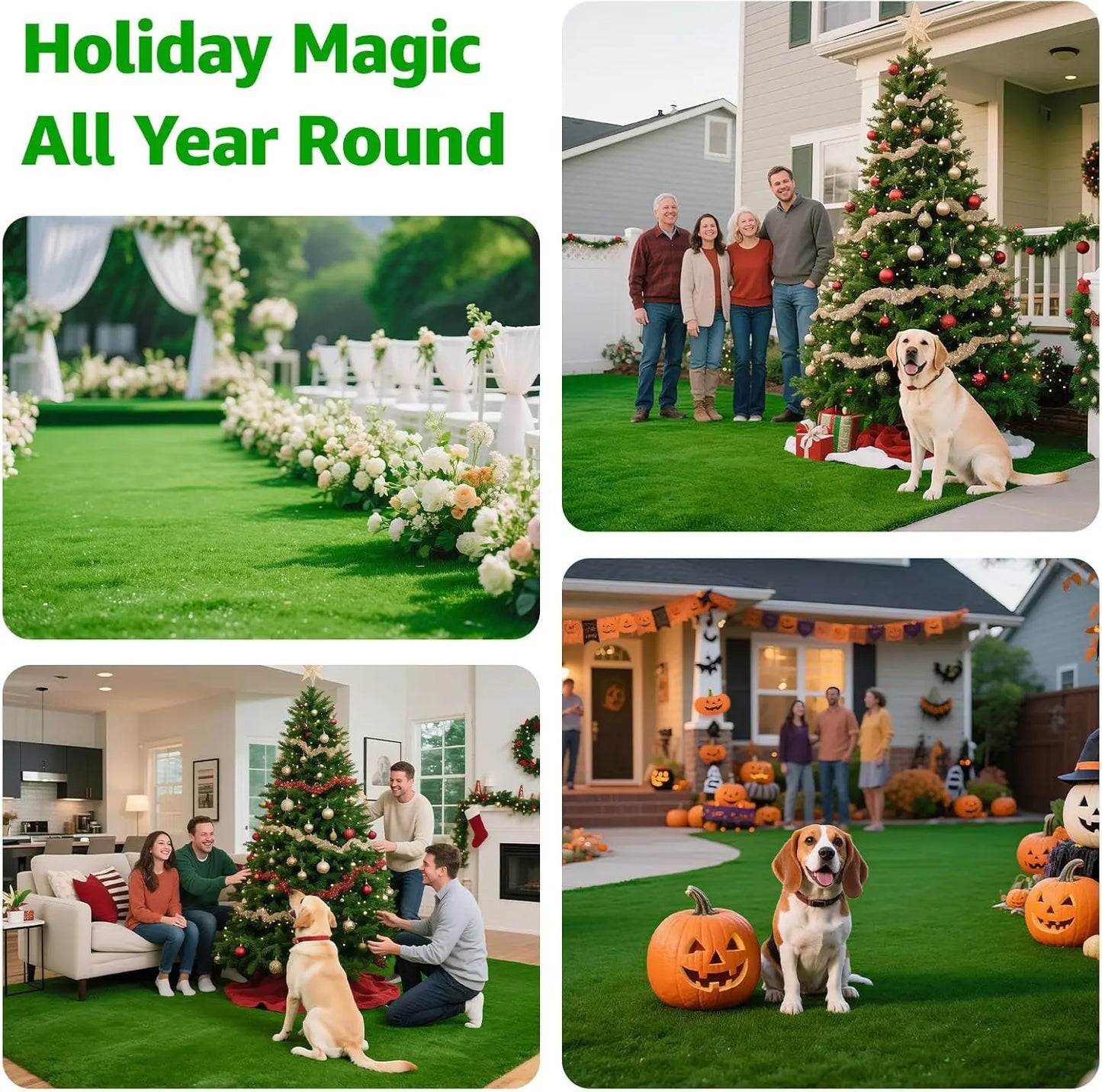 Realistic Artificial Turf Grass Mat With Drainage Holes Indoor Outdoor