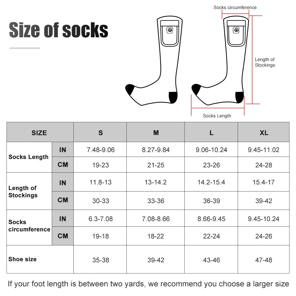 Snow Deer Heated Socks Rechargeable 2200mAh Thermal Winter Warmth Outdoor