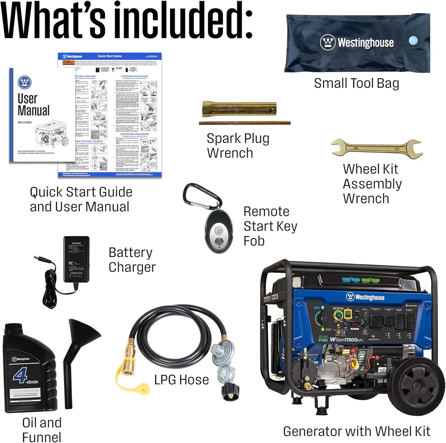 Dual Fuel Portable Generator With Remote Start 14500 Peak Watts