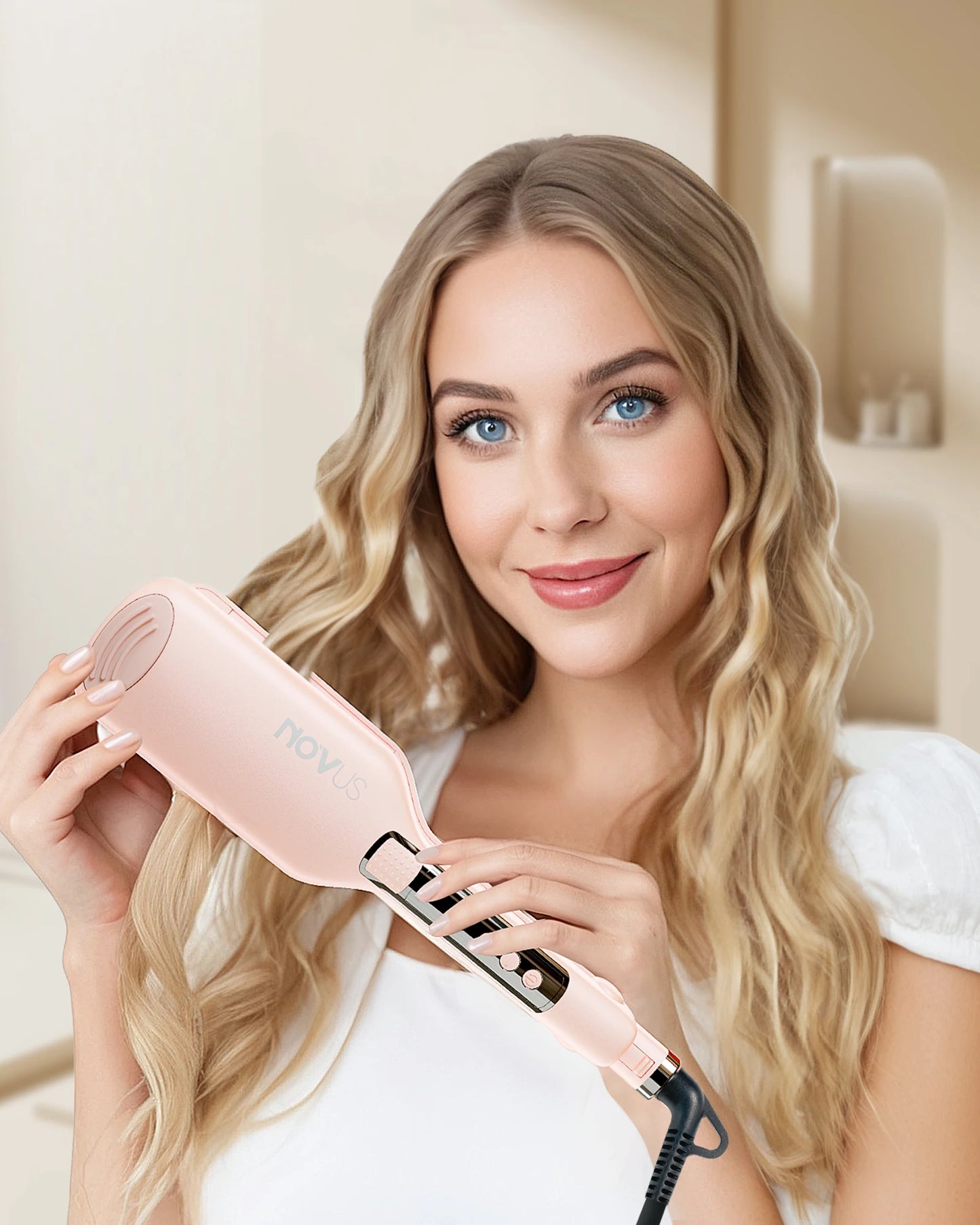 NOVUS Wave Curling Iron Adjustable Temperature for Various Hair Types