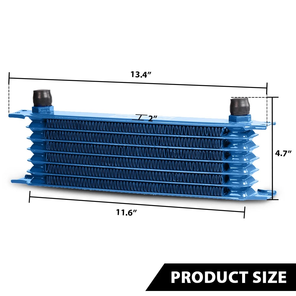 Universal 7 Row Engine Transmission Oil Cooler Aluminum