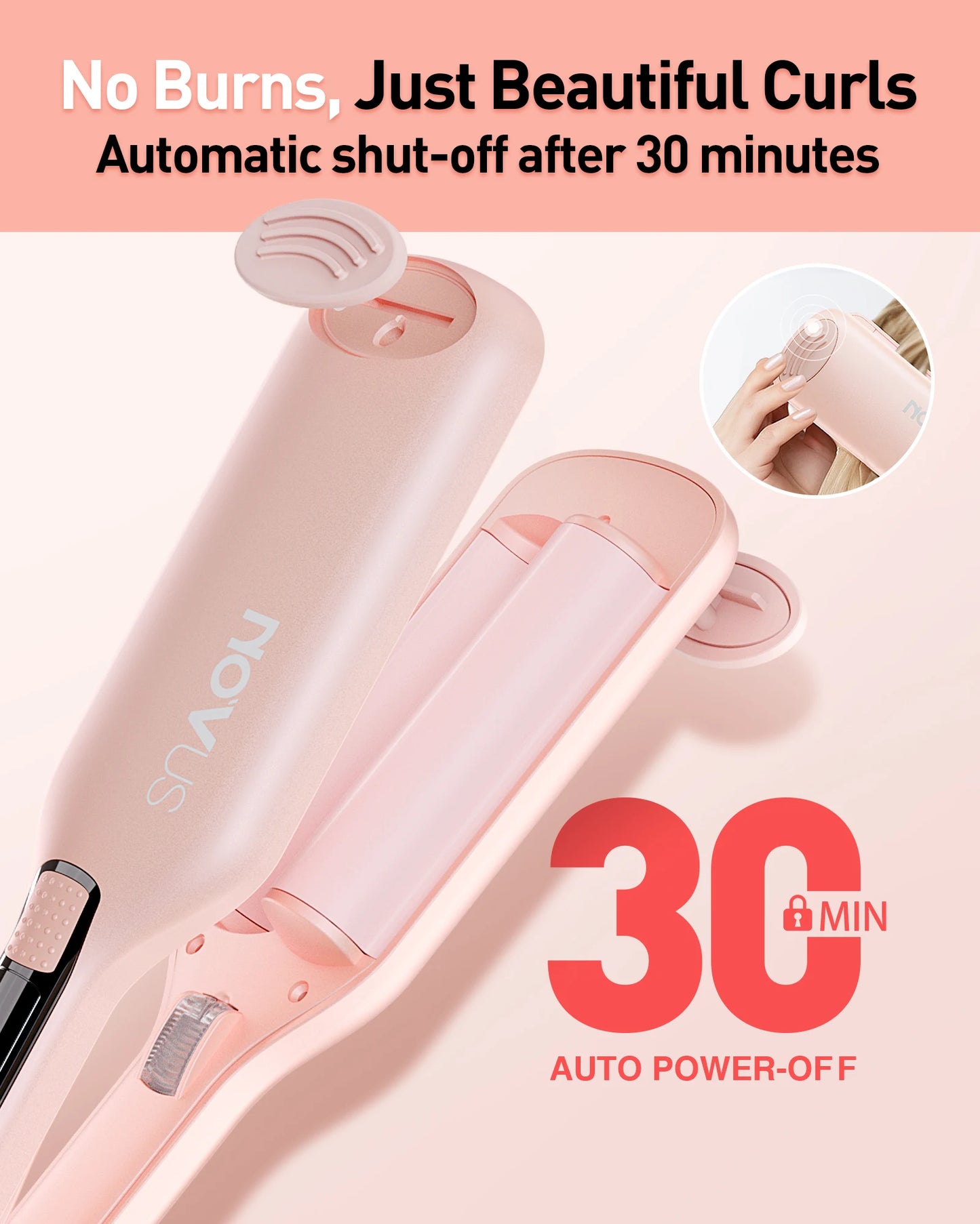 NOVUS Wave Curling Iron Adjustable Temperature for Various Hair Types
