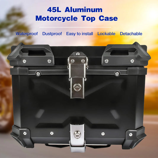 Motorcycle Aluminum Tail Box Waterproof Luggage For Scooter Trunk Storage