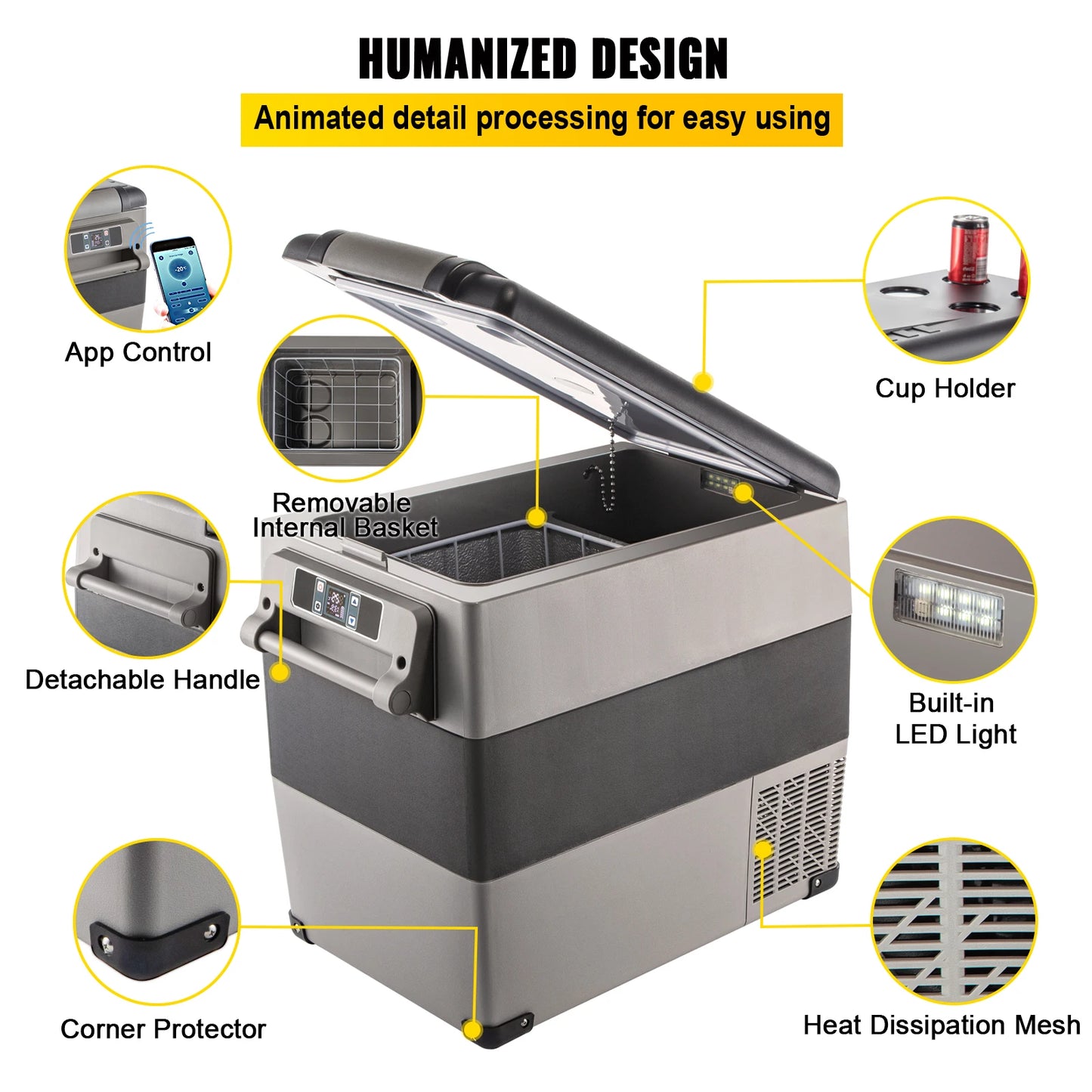 VEVOR Car Refrigerator Portable Compressor Cooler Mini Fridge