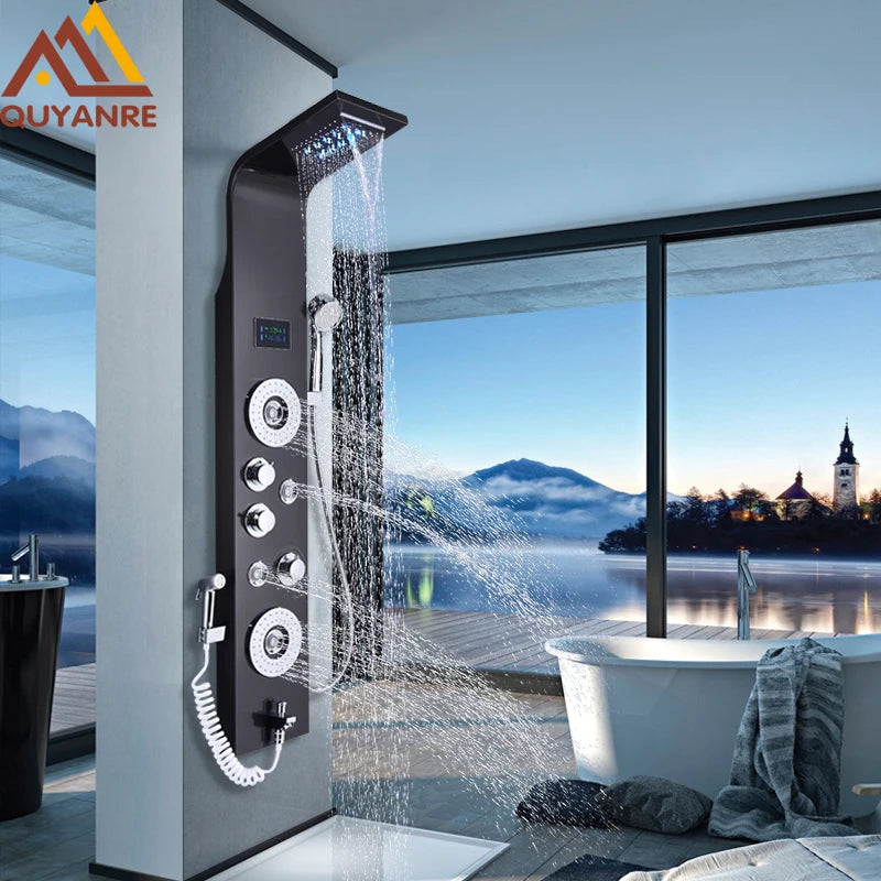 Quyanre LED Shower Panel Six Function Shower Column