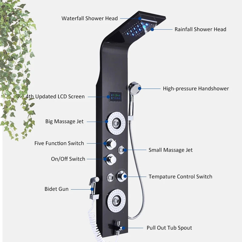 Quyanre LED Shower Panel Six Function Shower Column