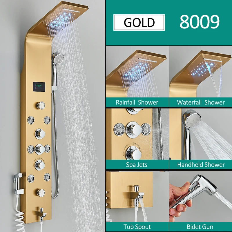 Quyanre LED Shower Panel Six Function Shower Column