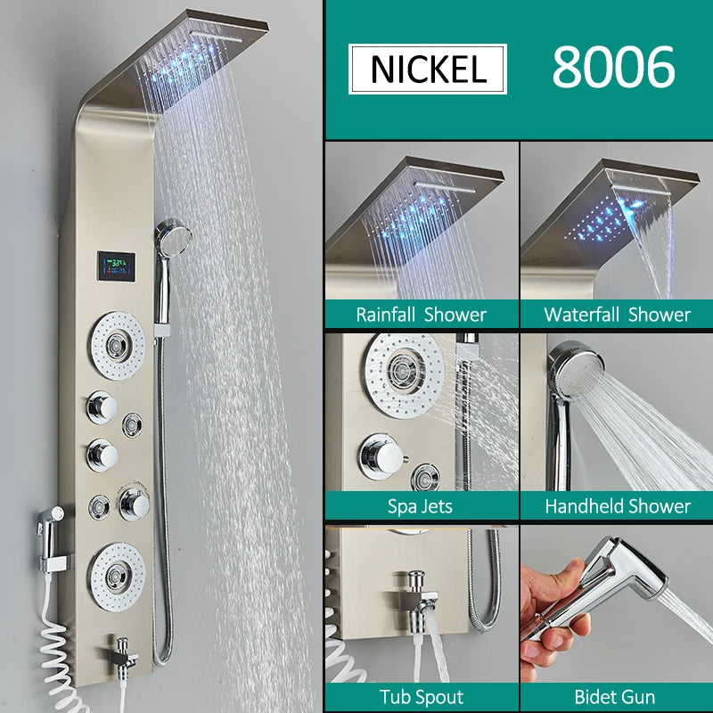 Quyanre LED Shower Panel Six Function Shower Column