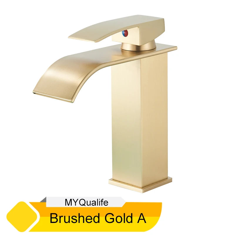 MYQualife Waterfall Vessel Faucet Single Hole Deck Mounted Mixer