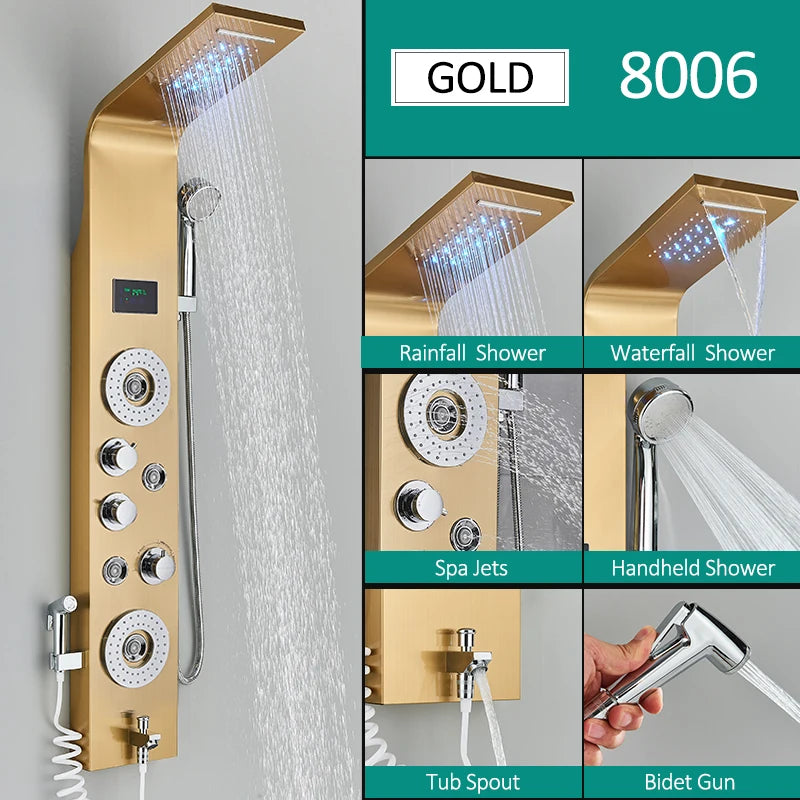Quyanre LED Shower Panel Six Function Shower Column