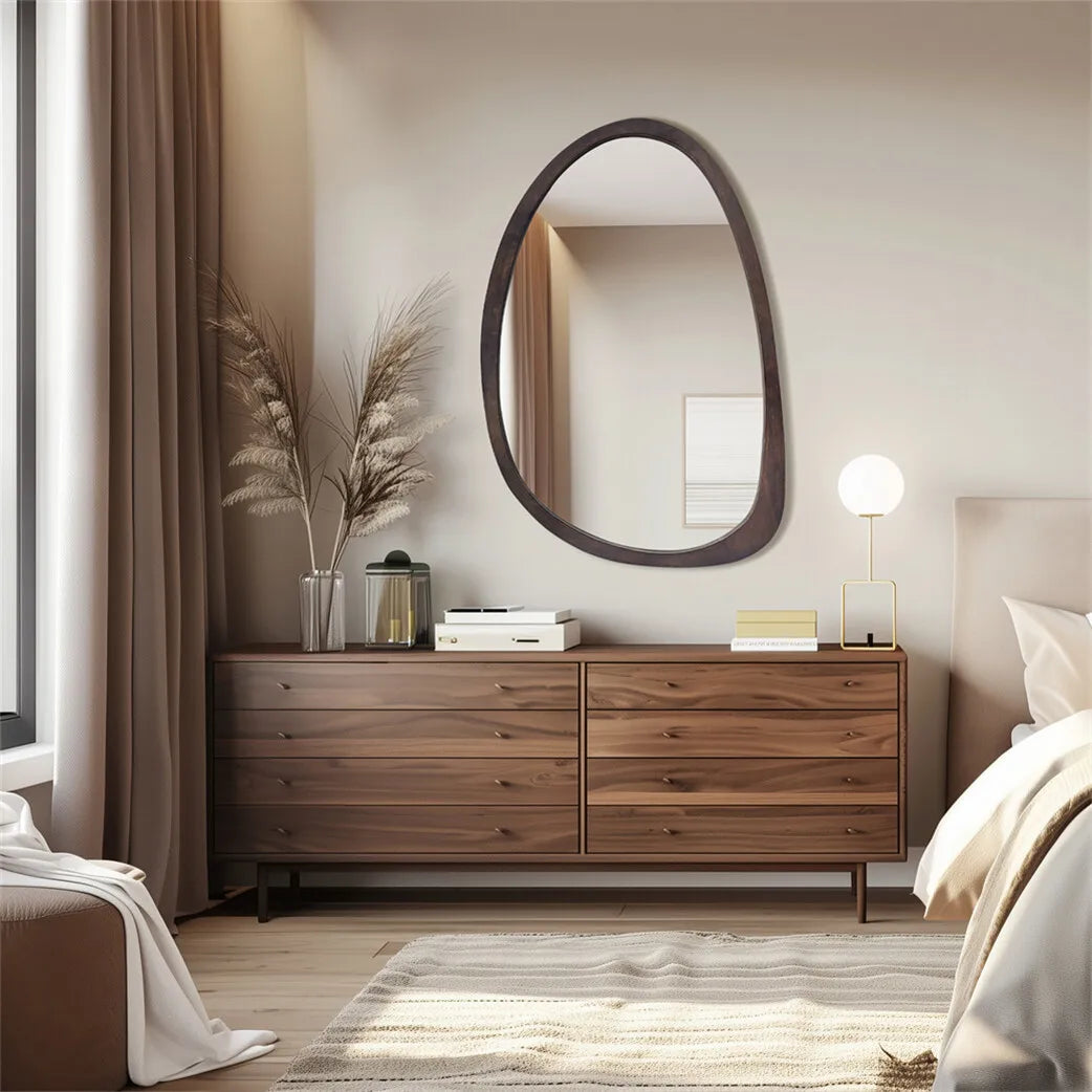 BORWART Wall Mirror With Irregular Industrial Wood Frame
