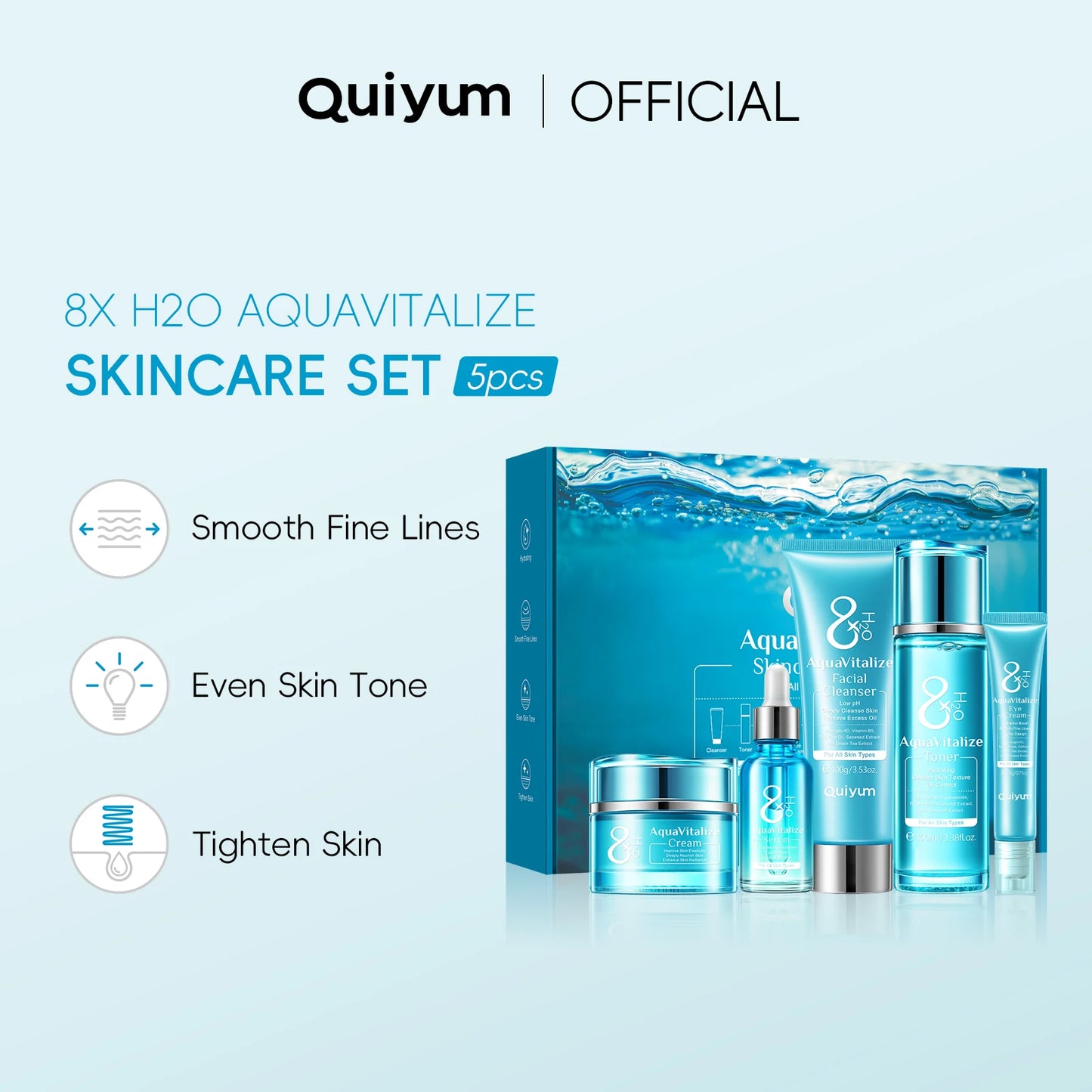 Laikou AquaVitalize Hydration Skincare Set 5 Piece Deep Moisturizing Kit