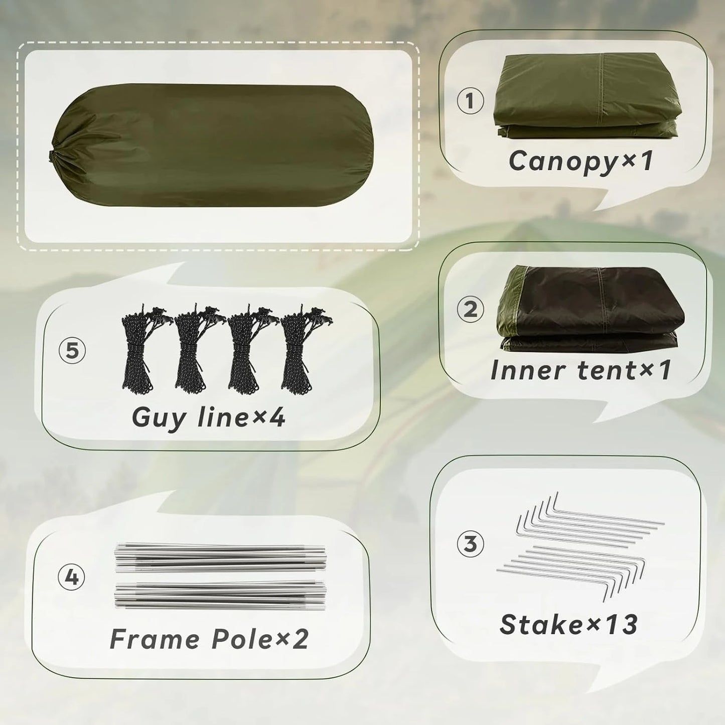 Camping Tent Lightweight Waterproof And Windproof For Outdoor Hiking