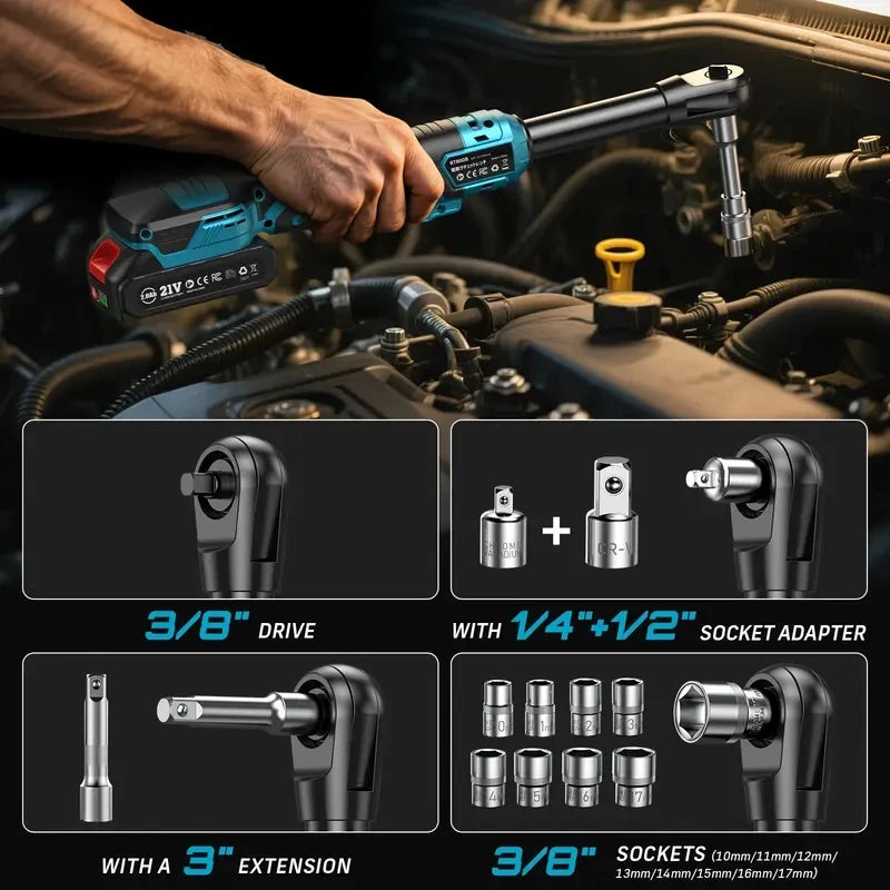 Seesii Cordless Electric Ratchet Wrench 80Nm 21V Rechargeable