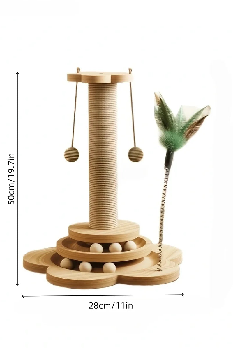 Cat Scratch Board Rotating Platform Wooden Fiber Chew Toy