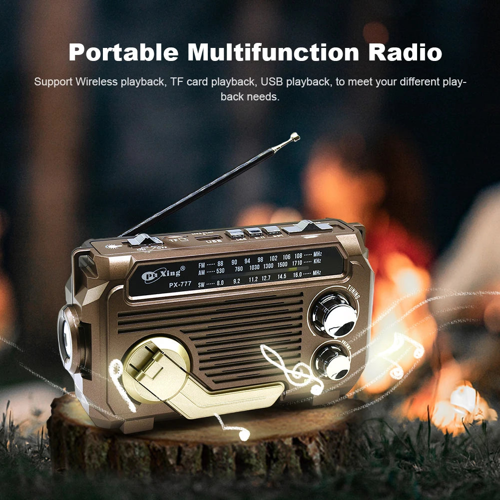 HOSPORT PX-777 Hand Crank AM FM Radio Solar Bluetooth Speaker