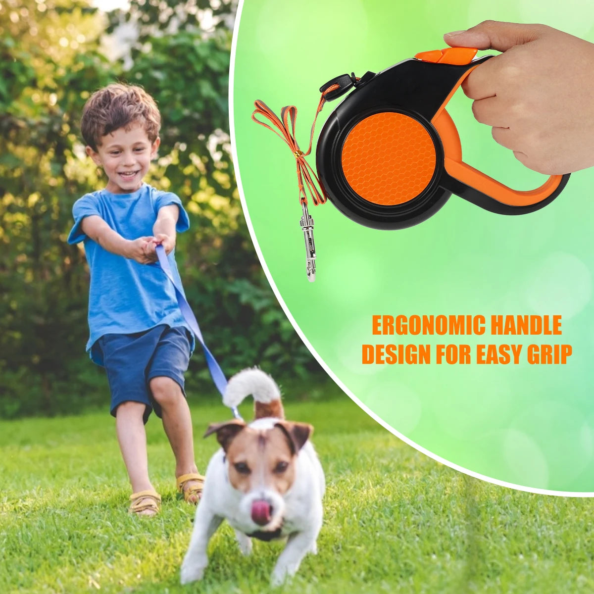 8M Retractable Dog Leash Heavy Duty With Reflective Tape And Non Slip Handle