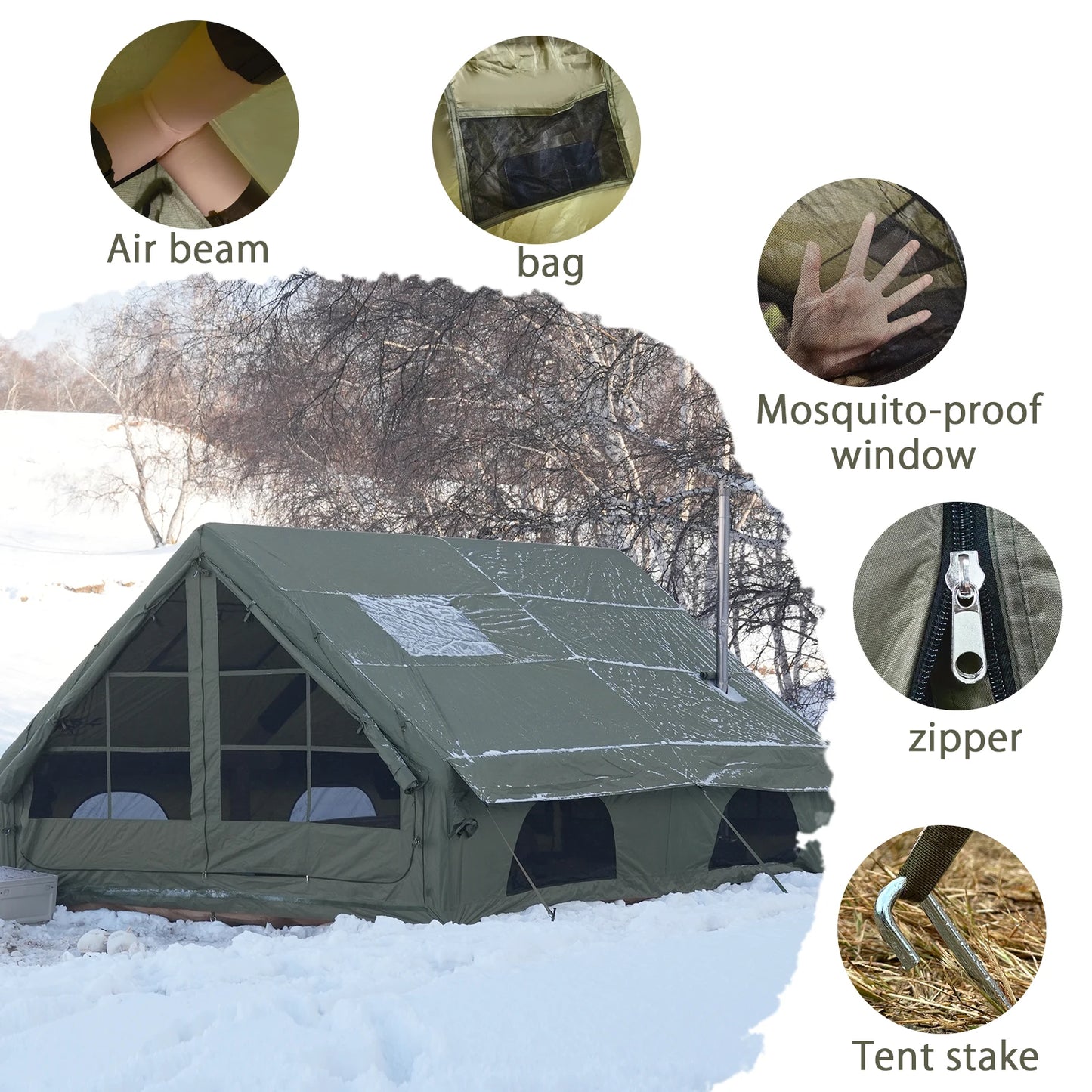 Pakicetus Inflatable Four-Season Camping Tent Water-Resistant Portable