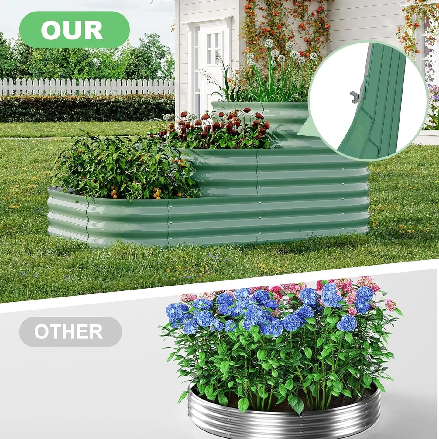 Nonem Raised Garden Bed Galvanized Metal Planter For Outdoor Garden