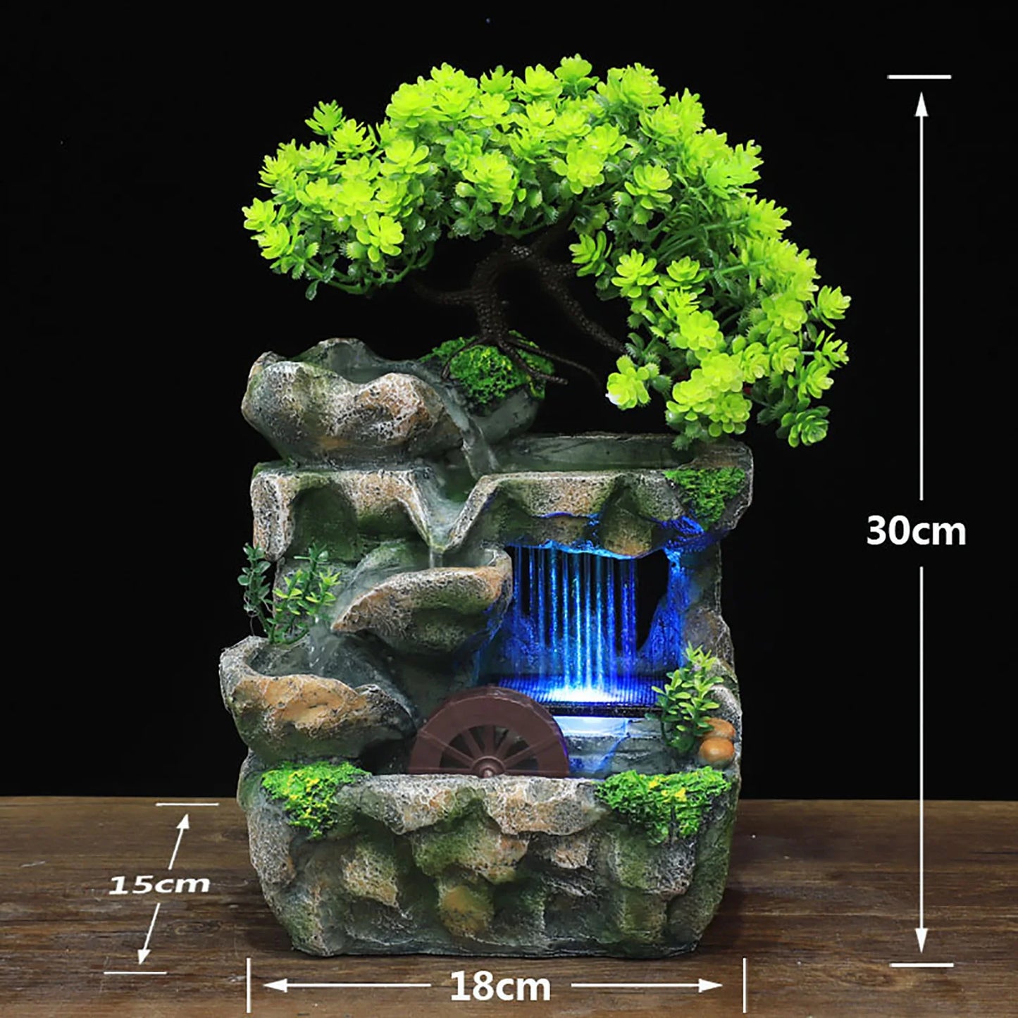 Indoor Room Fountain Waterfall Desktop Decor With Color Changing LED Lighting