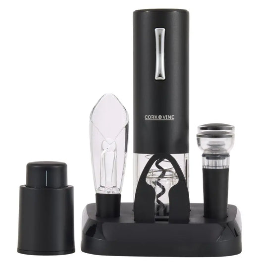 XMSJ 7Piece Electric Wine Opener Set With Aerator Stopper Foil Cutter Corkscrew