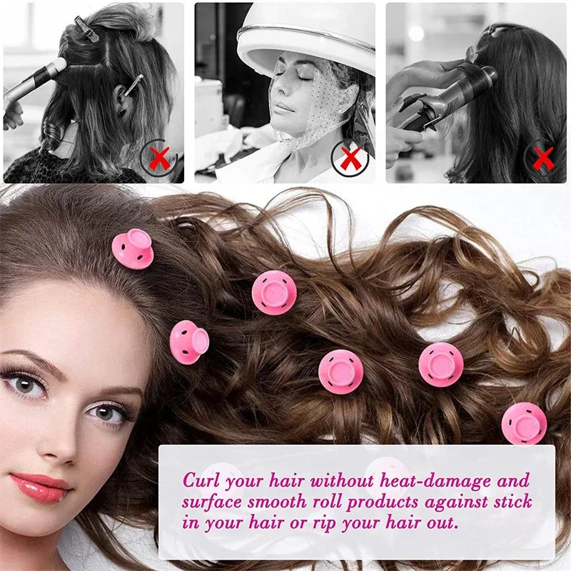 Silicone Rubber Hair Curlers Heatless Rollers For DIY Styling