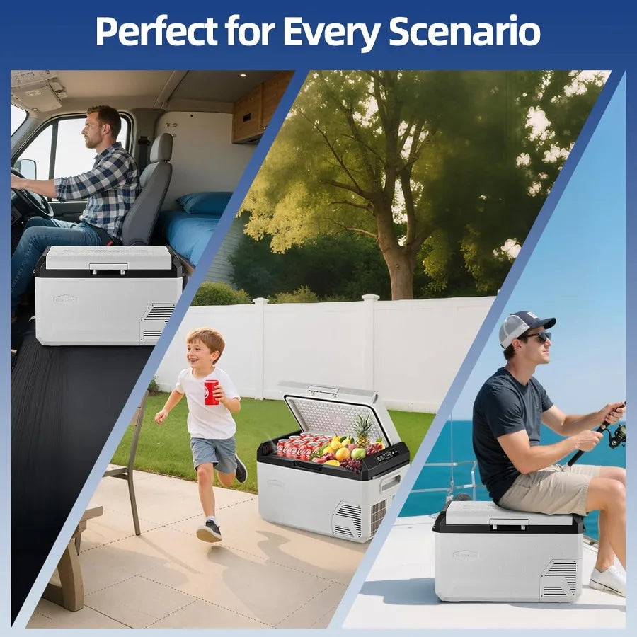 XMSJ 12V Car Refrigerator Portable Freezer with Reversible Door