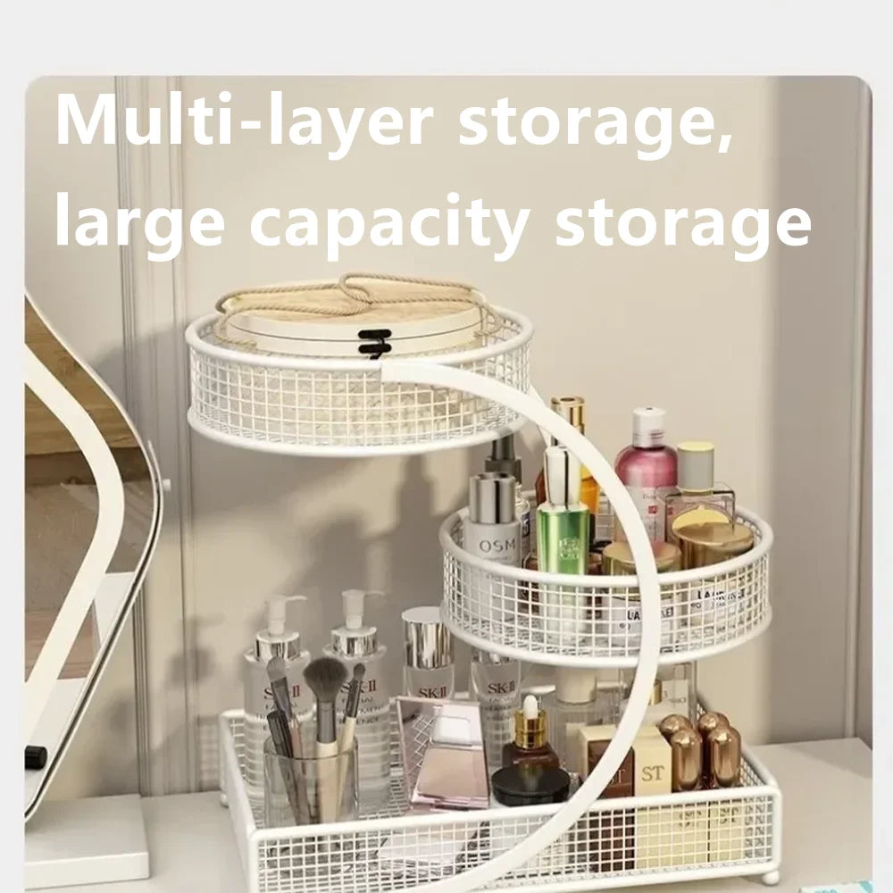 Metal Makeup Storage Rack Cosmetic Organizer Dresser Multi Layer Skincare