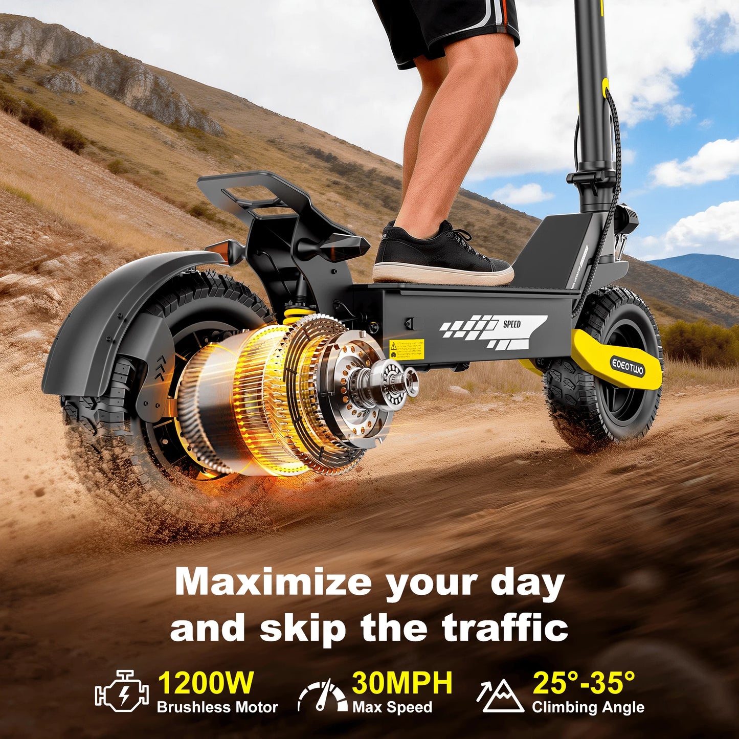 EOEOTWO GT06 Electric Scooter 30MPH 1200W Dual Suspension