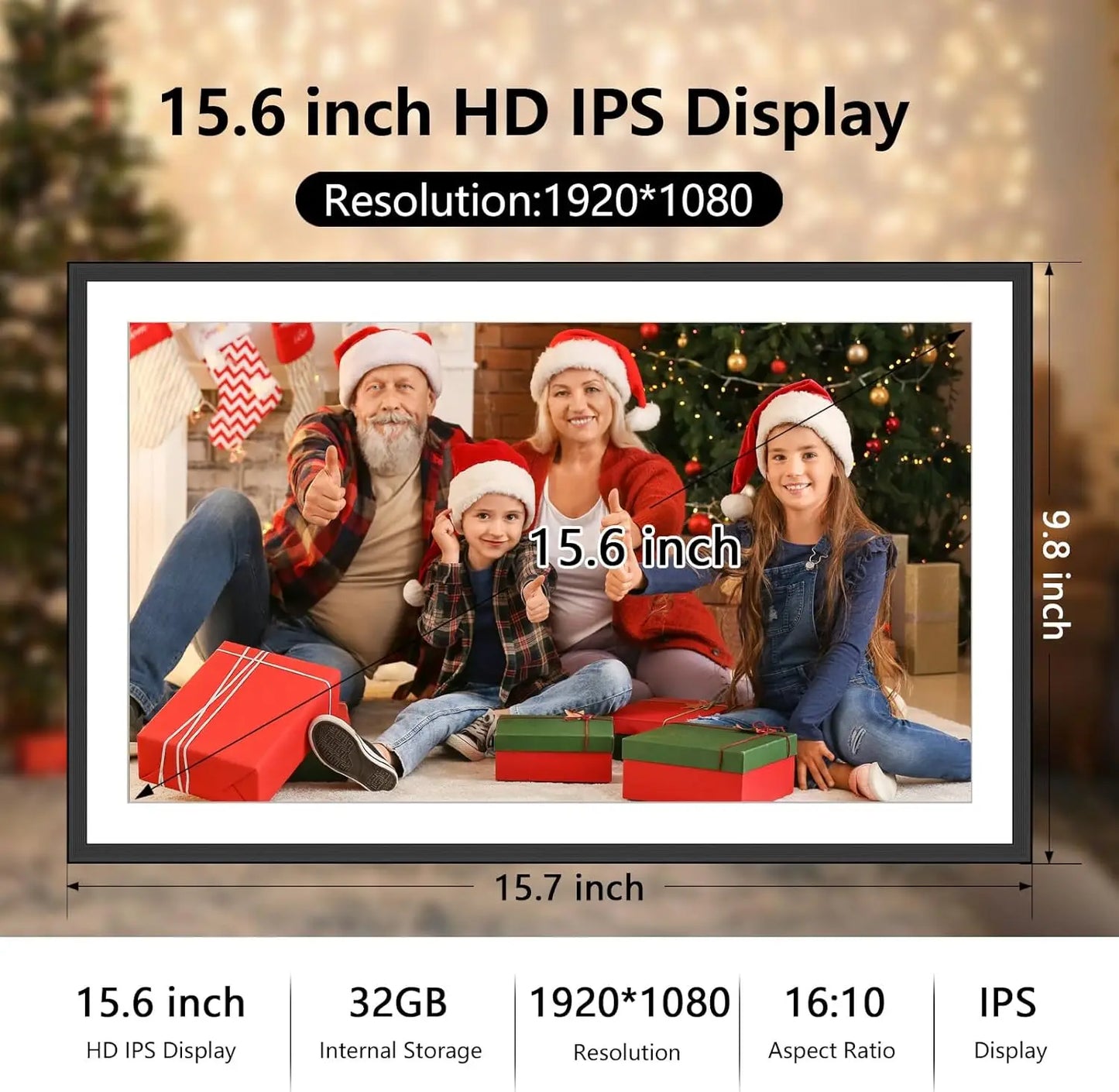 SSA 32GB WiFi Digital Photo Frame 1080P FHD Touch Screen