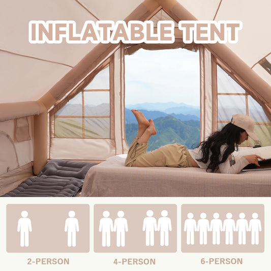 Pakicetus Inflatable Tent With Skylight Quick Setup For Four To Six People