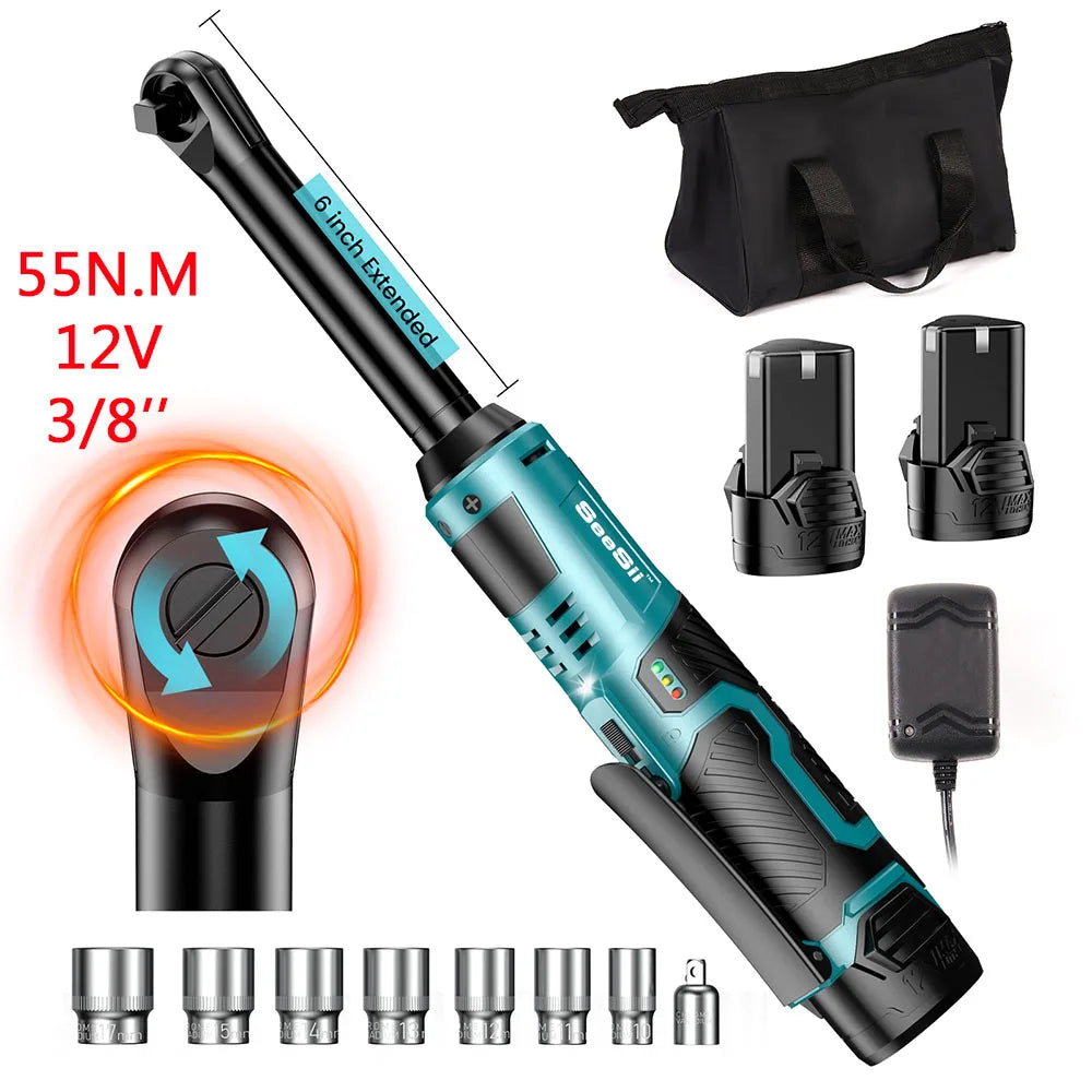 Seesii Cordless Electric Ratchet Wrench 80Nm 21V Rechargeable