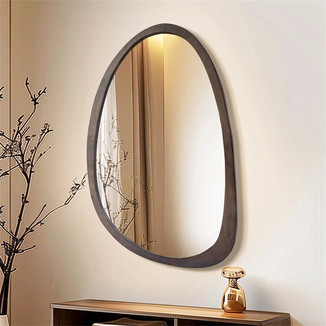 BORWART Wall Mirror With Irregular Industrial Wood Frame