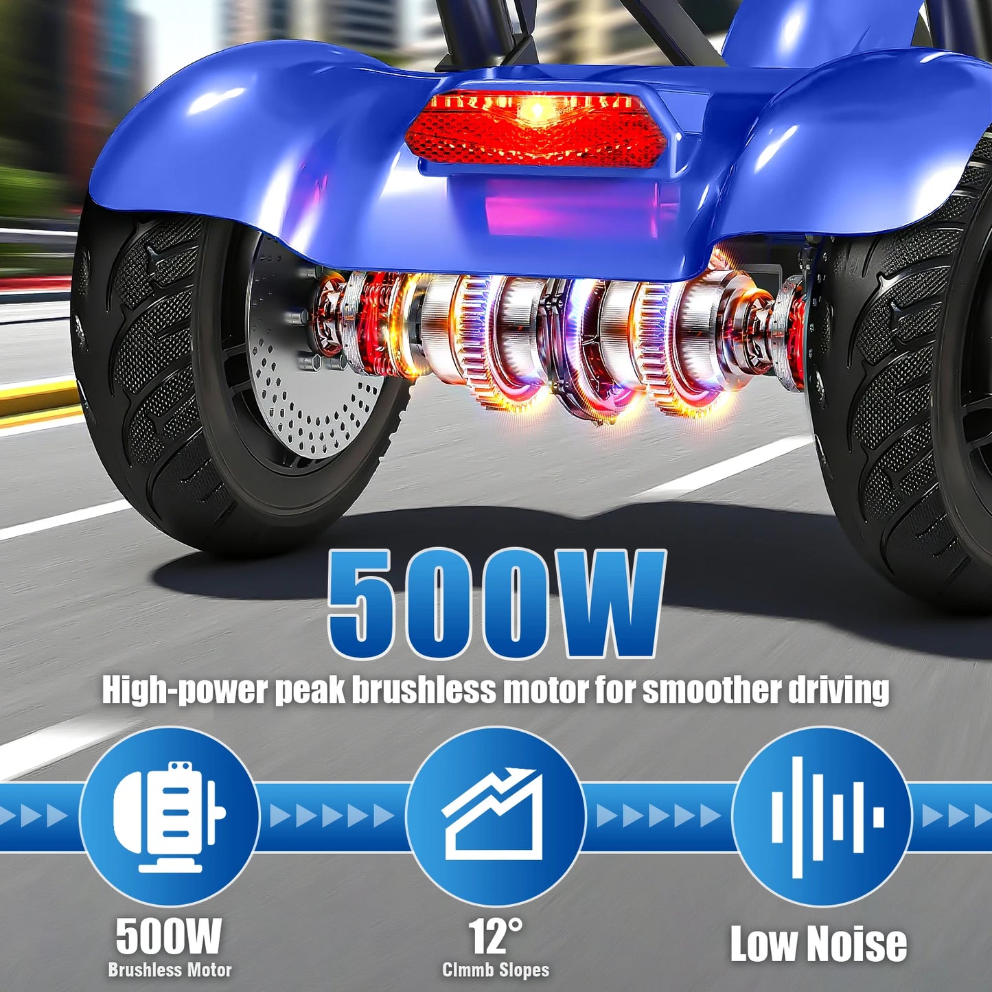 LELEKUAIC Folding 4 Wheel Mobility Scooter With 500W Dual Motor