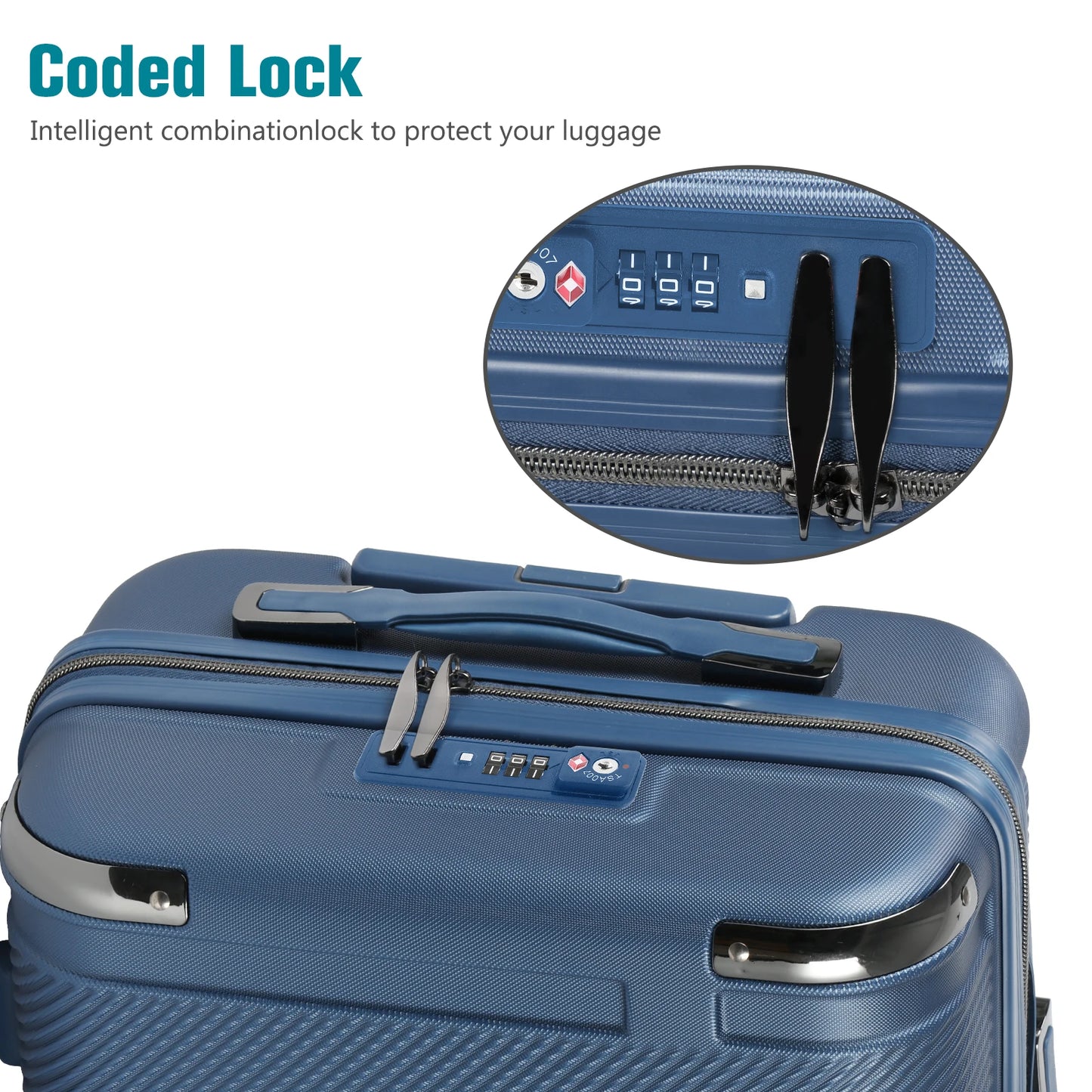 3-Piece ABS Hardshell Luggage Set With Spinner Wheels TSA Lock