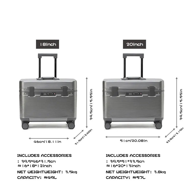 DKCN Aluminum Alloy Frame Suitcase Top Opening ABS Trolley Case