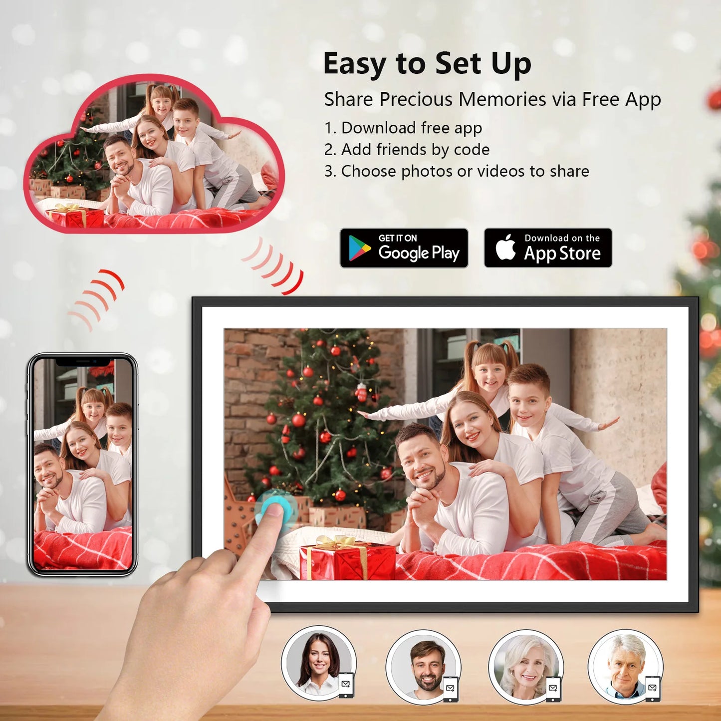 Smart WiFi Digital Photo Frame 1920x1080 Touch Screen
